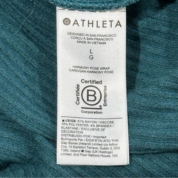 Athleta Harmony Pose Wrap Long Cardigan Hoodie Teal Blue Large Oversized Lounge - Picture 11 of 11